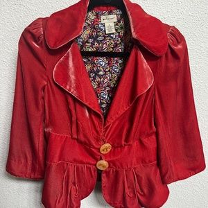 Orange Velvet Grop Blazer Jacket Elevens by Anthropologie 4
